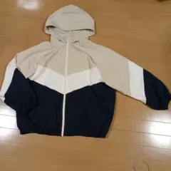 ハニーズ　ベージュフード付きバイカラージャケットLL
