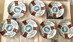 色絵 八角皿 ７枚 セット 有田焼 九谷焼 古伊万里様式 セット アンティークのサムネイル