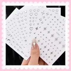 ネイルシール　シルバー　6種類セット　ネイルパーツ　デコパーツ