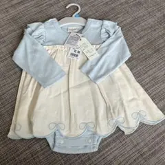 First Closet 水色クリームロンパース 80サイズ