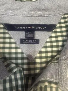 【ビッグサイズ】トミーヒルフィガー 半袖 ギンガムチェック シャツ 緑 XXL