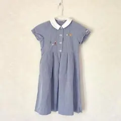 familiar ファミリア フロント刺繍 チェック柄 半袖ワンピース 120