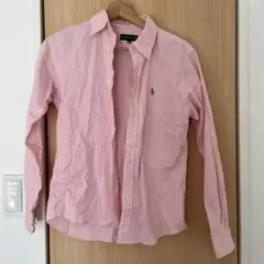 Ralph Lauren ピンクストライプ長袖シャツ 160