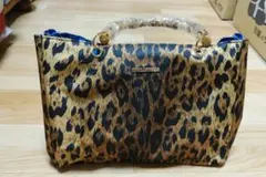 新品✴️JUNKO SHIMADA バンブーハンドル レオパード柄バッグ