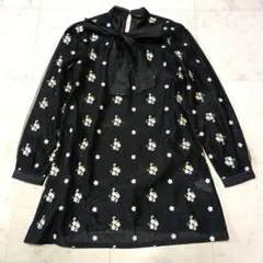 Sister jane シスタージェーン ボウタイワンピース 刺繍 花柄 M