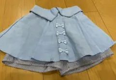 水色　スカート ショートパンツ キュロット リボン　サイズ100