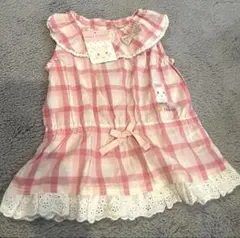 【新品未使用品】ワケアリ△クーラクール チュニックチェック フリル襟 シャツ