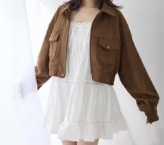 【INGNI】フェイクスエードジップショートブルゾン / brown