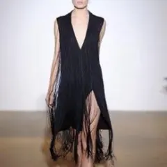 09SS ラフシモンズ期 JIL SANDER フリンジ ロングベスト 34