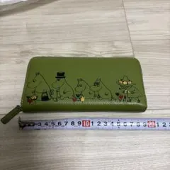 【新品タグ付】ムーミン 牛革ラウンド財布 長財布 グリーン 本革