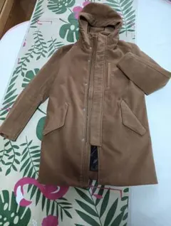 美品！PLUS ONE フード付きダッフルコート ブラウン