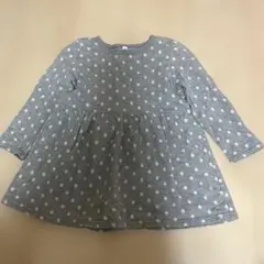 無印グレー ドット柄 長袖 ワンピース 100サイズ