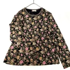 美品　oruberaオルベーラ　ウール混　ニットプルオーバー 薔薇 ゴブラン風