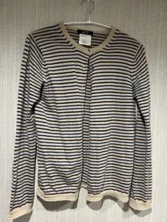 A/T（エーティー）ボーダー柄 ウール100% ニットカーディガン