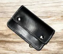 rai様専用ページ ミニトラッカーウォレット/姫路レザー芯通し黒色ステッチ白色