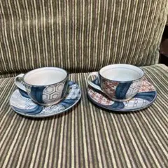 源右衛門窯 青彩菊絵 カップ＆ソーサー 2客セット 有田焼 - メルカリ