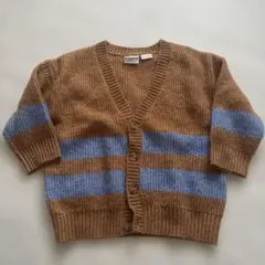 ZARA 茶色と青のストライプカーディガン 12-18ヶ月