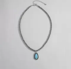 ターコイズ ネックレス ナバホ族風 インディアン ジュエリー ターコイズ 燻