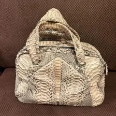 ADMJ 2way ハンドバッグ リアルパイソン レザー ショルダー ネイビー