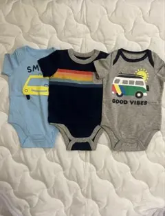 未使用 ベビーギャップ 70 ロンパース 水色 グレー 紺