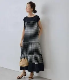 美品】自由区 2025SSチェックジャガードワンピース 38 綺麗め