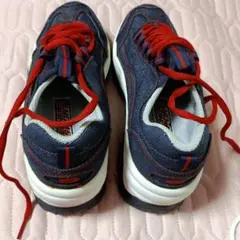 SKECHERS SPORT デニム スニーカー ネイビー レッドのサムネイル