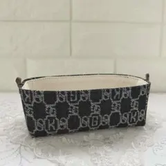 ミニ布バスケット メガネ置き ペン入れ 小物入れ 鍵入れ ✰ 柄デニム生地