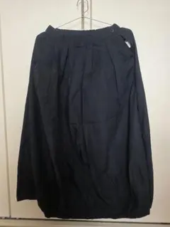 無印良品　綿100%　ネイビー フレアバルーンスカート ゴムウエスト