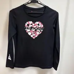 BabolaT バボラ テニスウエア Tシャツ 長袖 L 黒×白×ピンク×ハート
