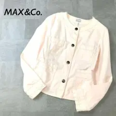 MAX&Co. コットン ノーカラー ジャケット ライトピンク