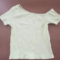 ZARA オフショルダー リブTシャツ ライトグリーン　140のサムネイル