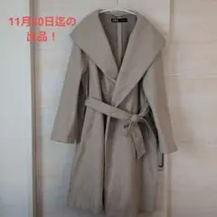 ZARA ソフトロングコート ベルトフード付きポケット付き　XLベージュ