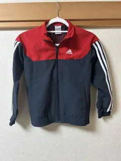 adidas ジップアップジャケット 130 赤黒 ウィンドブレーカー