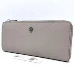 未使用✨トリーバーチ エマーソン 長財布 L字ファスナー レザー グレージュ系