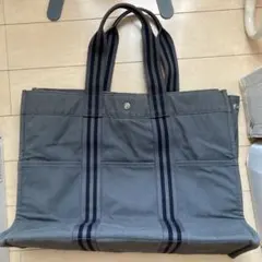 エルメス　グレー ストライプ トートバッグのサムネイル