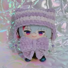【薄紫×薄ピンク】ぬいぐるみ ぬい服 ぬい帽子 猫耳 ニット帽 リボン にじぱぺ