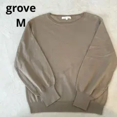 【grove】　長袖　薄手ニット　レディース　Mサイズ　ベージュのサムネイル