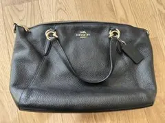 COACH ブラック レザー ショルダーバッグ