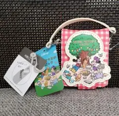 ミッキーマウスのピクニック　ミラー付きポーチ　ギンガムチェック