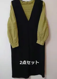 Lutique 黒ジャンパースカート＆フリルブラウス 2点セット