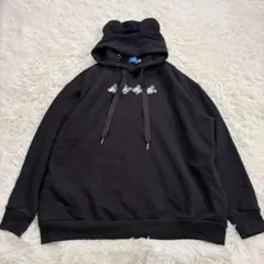 東京ディズニーリゾート 耳付きミッキーパーカー 黒 裏起毛 オーバーサイズ