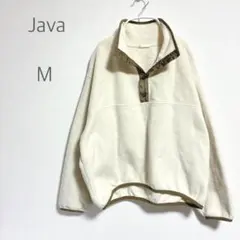 【ジャバ】ハーフボタンフリースプルオーバー アイボリー M ドロップショルダー