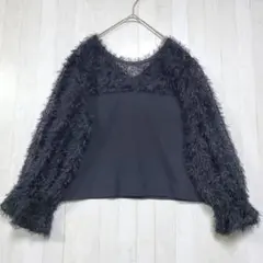 idealuce 2way シャギーカットソー ブラック