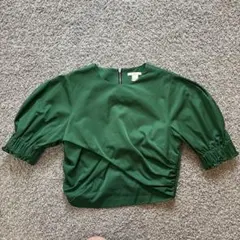 H&M グリーン バルーンスリーブ トップス