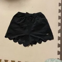 プティマイン110㎝　ブラック スカラップヘム ハーフパンツ　黒色　双子対応