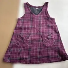 ノースリーブワンピース 紫系チェック 110