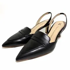 極美品☆ファビオルスコーニ ストラップ ヒール パンプス ブラック レザー 38