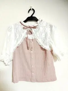 地雷系　ロリータ系　トップス　ピンク×ホワイト
