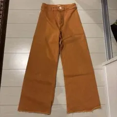 ZARA オレンジ ワイドレッグデニム