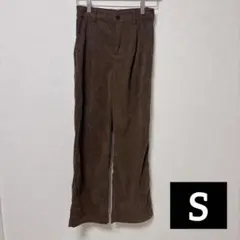 Dazy S コーデュロイワイドパンツ ブラウン ハイウエスト タック入り